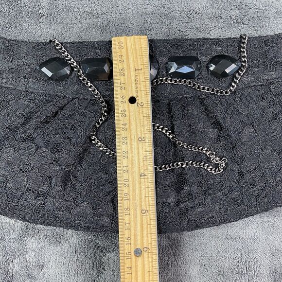 WHBM Women's Lace and Jewel Evening Bag Clutch Silver Chain Strap Black Shoulder - Picture 8 of 9